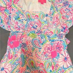 Lilly Pulitzer Pink and Blue Floral Paisley Dress